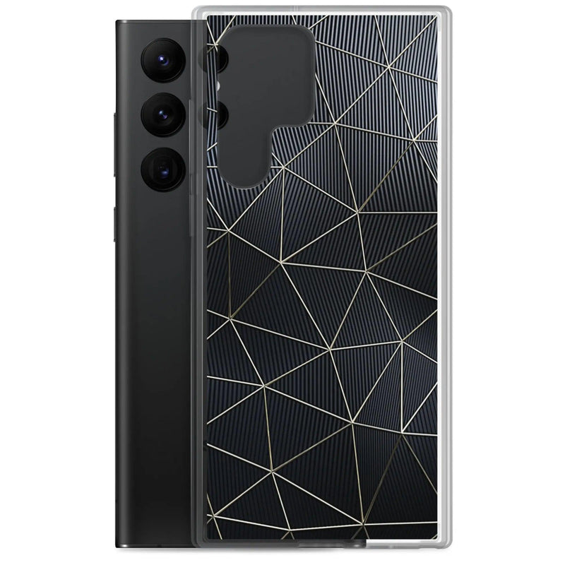 Load image into Gallery viewer, Carbon Fiber Metal Polygon Dark Flexible Clear Samsung Case Bump Resistant Corners CREATIVETECH