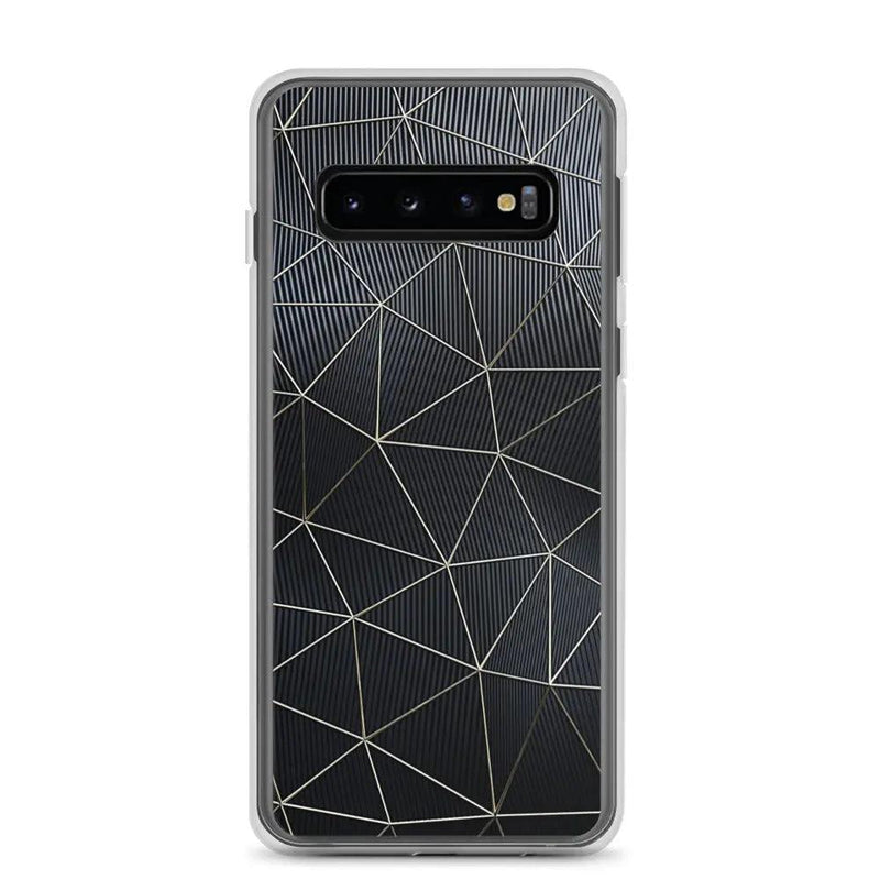 Load image into Gallery viewer, Carbon Fiber Metal Polygon Dark Flexible Clear Samsung Case Bump Resistant Corners CREATIVETECH
