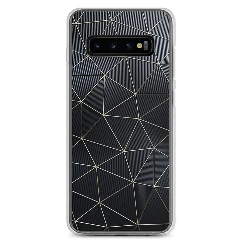 Load image into Gallery viewer, Carbon Fiber Metal Polygon Dark Flexible Clear Samsung Case Bump Resistant Corners CREATIVETECH