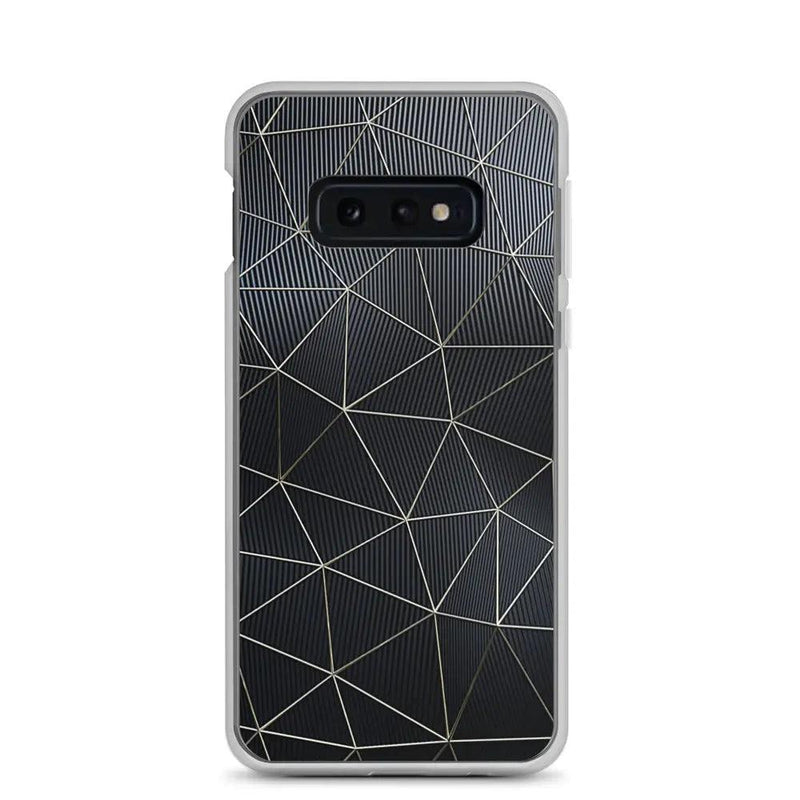 Load image into Gallery viewer, Carbon Fiber Metal Polygon Dark Flexible Clear Samsung Case Bump Resistant Corners CREATIVETECH