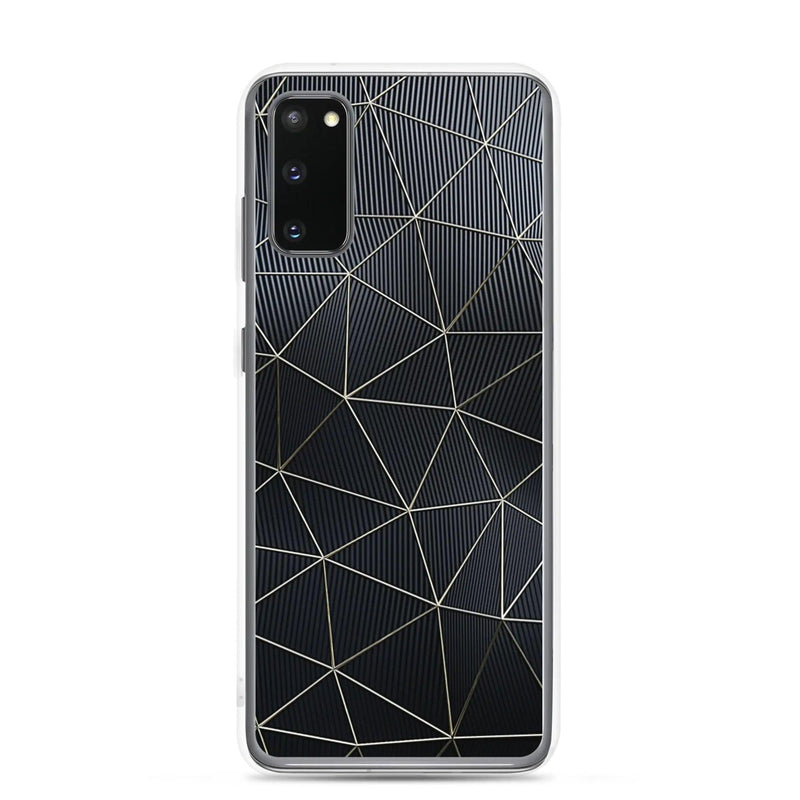 Load image into Gallery viewer, Carbon Fiber Metal Polygon Dark Flexible Clear Samsung Case Bump Resistant Corners CREATIVETECH