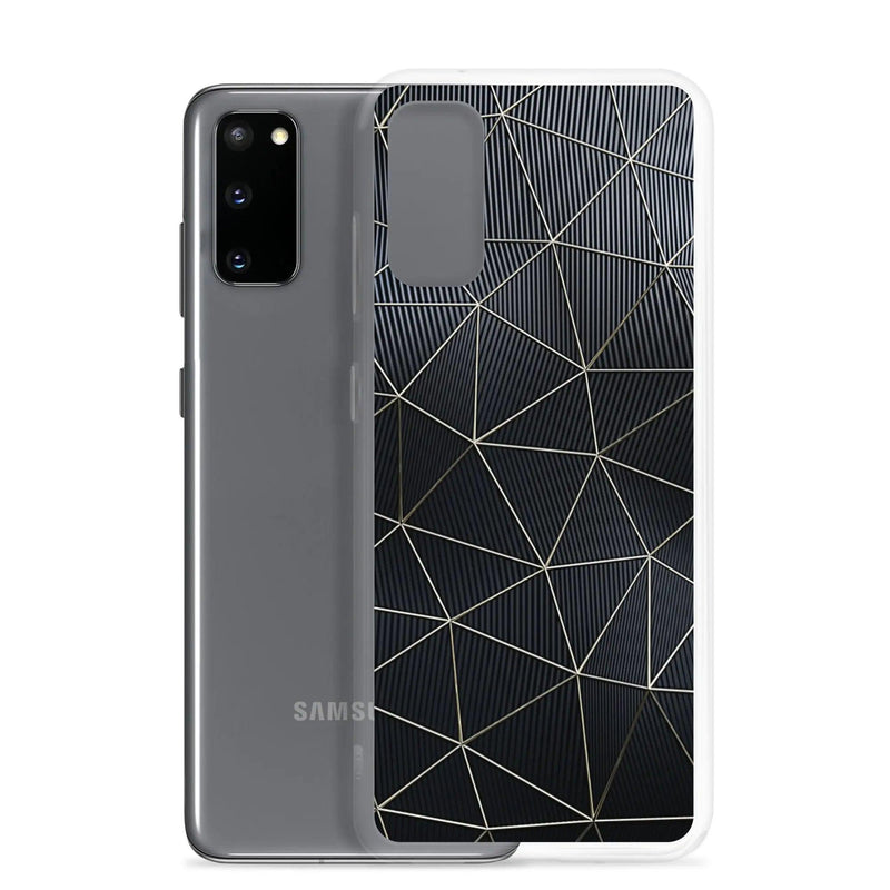 Load image into Gallery viewer, Carbon Fiber Metal Polygon Dark Flexible Clear Samsung Case Bump Resistant Corners CREATIVETECH