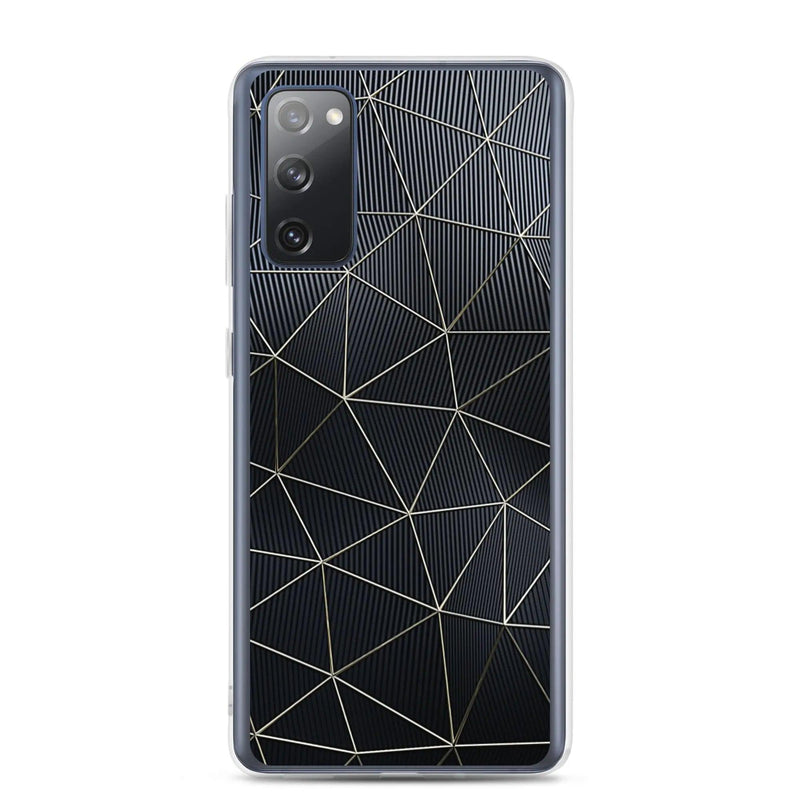 Load image into Gallery viewer, Carbon Fiber Metal Polygon Dark Flexible Clear Samsung Case Bump Resistant Corners CREATIVETECH