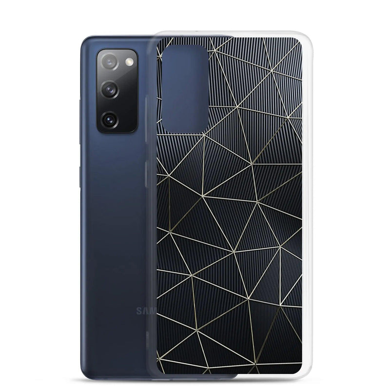 Load image into Gallery viewer, Carbon Fiber Metal Polygon Dark Flexible Clear Samsung Case Bump Resistant Corners CREATIVETECH