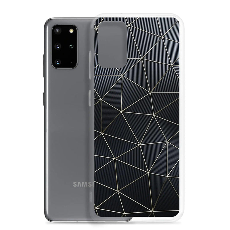 Load image into Gallery viewer, Carbon Fiber Metal Polygon Dark Flexible Clear Samsung Case Bump Resistant Corners CREATIVETECH