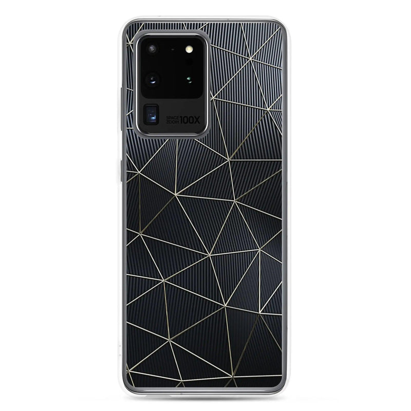 Load image into Gallery viewer, Carbon Fiber Metal Polygon Dark Flexible Clear Samsung Case Bump Resistant Corners CREATIVETECH