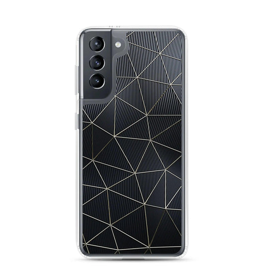 Carbon Fiber Metal Polygon Dark Flexible Clear Samsung Case Bump Resistant Corners CREATIVETECH