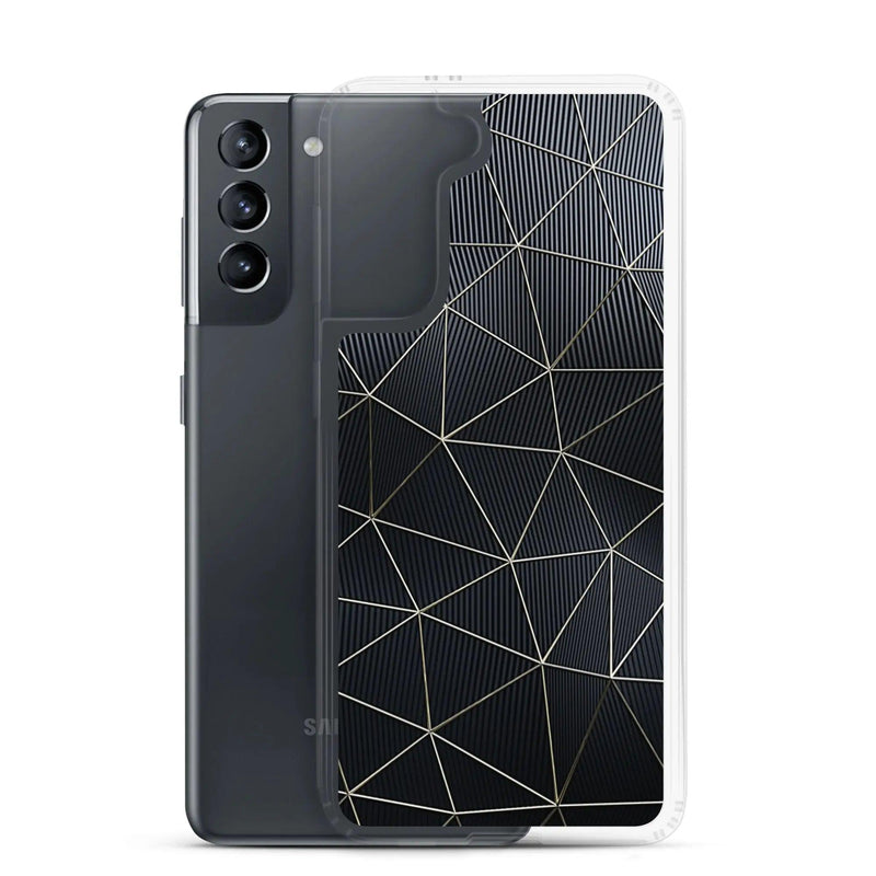 Load image into Gallery viewer, Carbon Fiber Metal Polygon Dark Flexible Clear Samsung Case Bump Resistant Corners CREATIVETECH