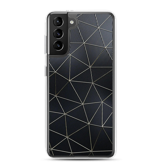 Carbon Fiber Metal Polygon Dark Flexible Clear Samsung Case Bump Resistant Corners CREATIVETECH