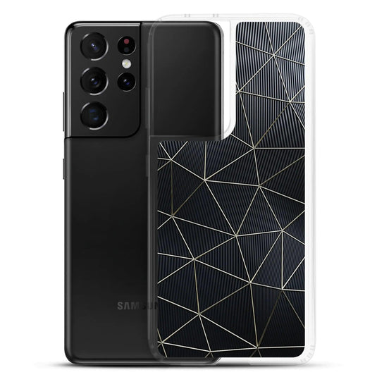 Carbon Fiber Metal Polygon Dark Flexible Clear Samsung Case Bump Resistant Corners CREATIVETECH