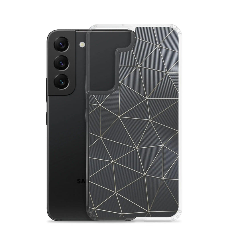 Load image into Gallery viewer, Carbon Fiber Metal Polygon Dark Flexible Clear Samsung Case Bump Resistant Corners CREATIVETECH