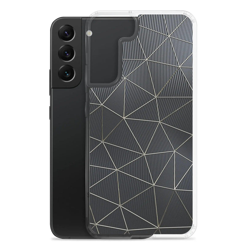 Load image into Gallery viewer, Carbon Fiber Metal Polygon Dark Flexible Clear Samsung Case Bump Resistant Corners CREATIVETECH