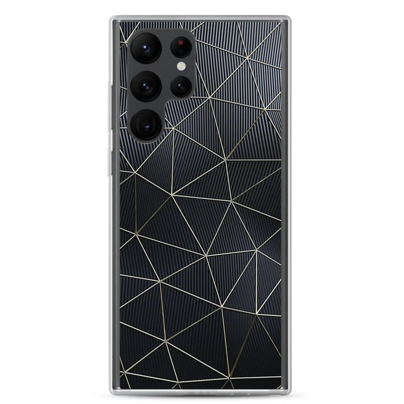 Load image into Gallery viewer, Carbon Fiber Metal Polygon Dark Flexible Clear Samsung Case Bump Resistant Corners CREATIVETECH