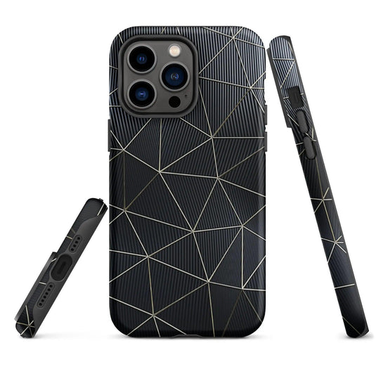 Carbon Fiber Metal Polygon Double Layer Impact Resistant Tough iPhone Case 3D Wrap Matte or Glossy Finish CREATIVETECH