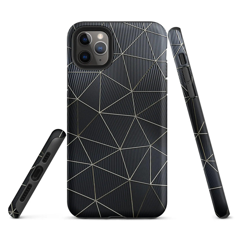 Load image into Gallery viewer, Carbon Fiber Metal Polygon Double Layer Impact Resistant Tough iPhone Case 3D Wrap Matte or Glossy Finish CREATIVETECH
