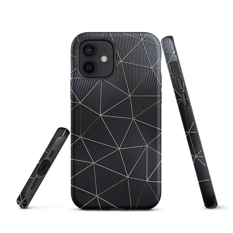 Load image into Gallery viewer, Carbon Fiber Metal Polygon Double Layer Impact Resistant Tough iPhone Case 3D Wrap Matte or Glossy Finish CREATIVETECH
