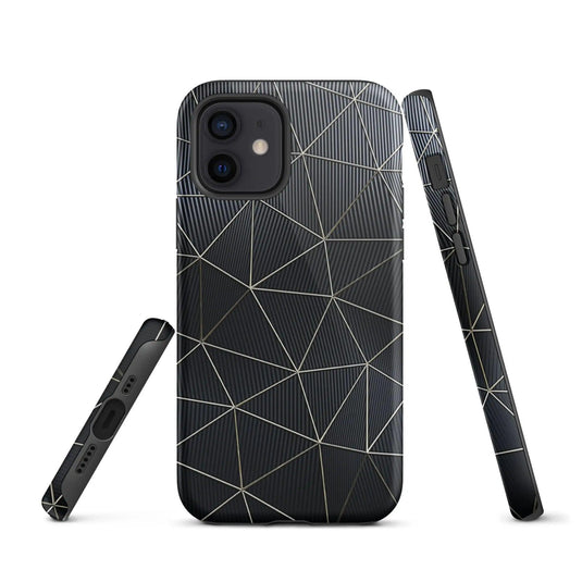 Carbon Fiber Metal Polygon Double Layer Impact Resistant Tough iPhone Case 3D Wrap Matte or Glossy Finish CREATIVETECH