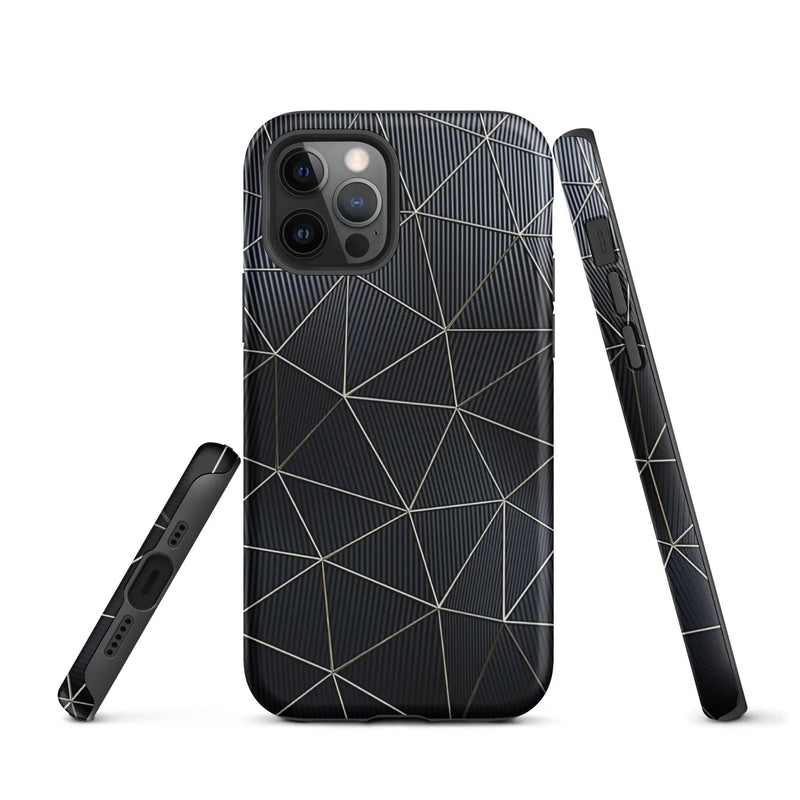 Load image into Gallery viewer, Carbon Fiber Metal Polygon Double Layer Impact Resistant Tough iPhone Case 3D Wrap Matte or Glossy Finish CREATIVETECH
