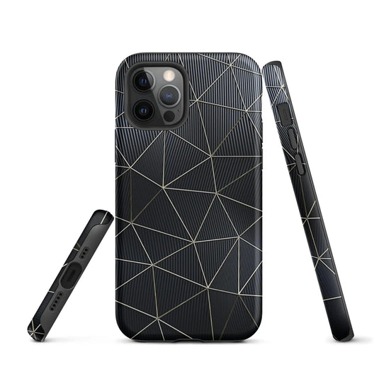 Carbon Fiber Metal Polygon Double Layer Impact Resistant Tough iPhone Case 3D Wrap Matte or Glossy Finish CREATIVETECH