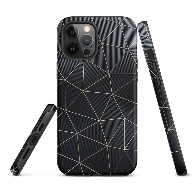 Load image into Gallery viewer, Carbon Fiber Metal Polygon Double Layer Impact Resistant Tough iPhone Case 3D Wrap Matte or Glossy Finish CREATIVETECH
