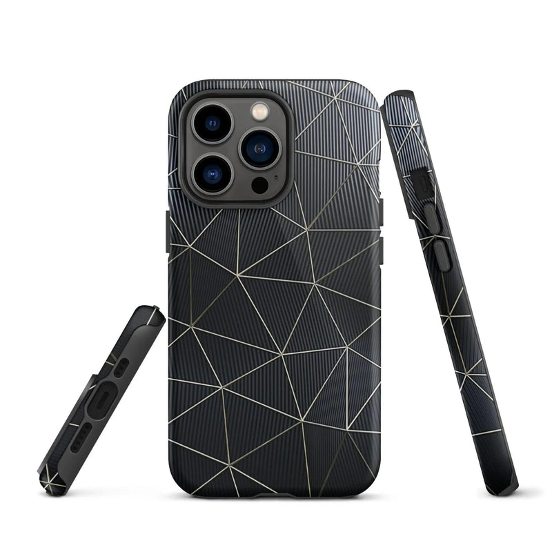 Load image into Gallery viewer, Carbon Fiber Metal Polygon Double Layer Impact Resistant Tough iPhone Case 3D Wrap Matte or Glossy Finish CREATIVETECH
