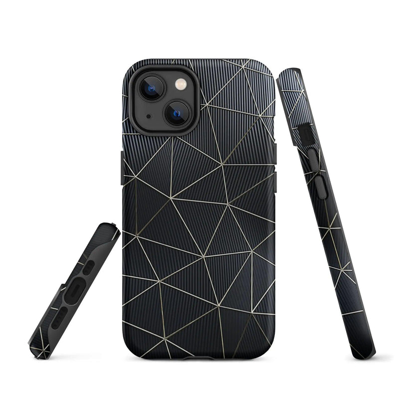 Load image into Gallery viewer, Carbon Fiber Metal Polygon Double Layer Impact Resistant Tough iPhone Case 3D Wrap Matte or Glossy Finish CREATIVETECH
