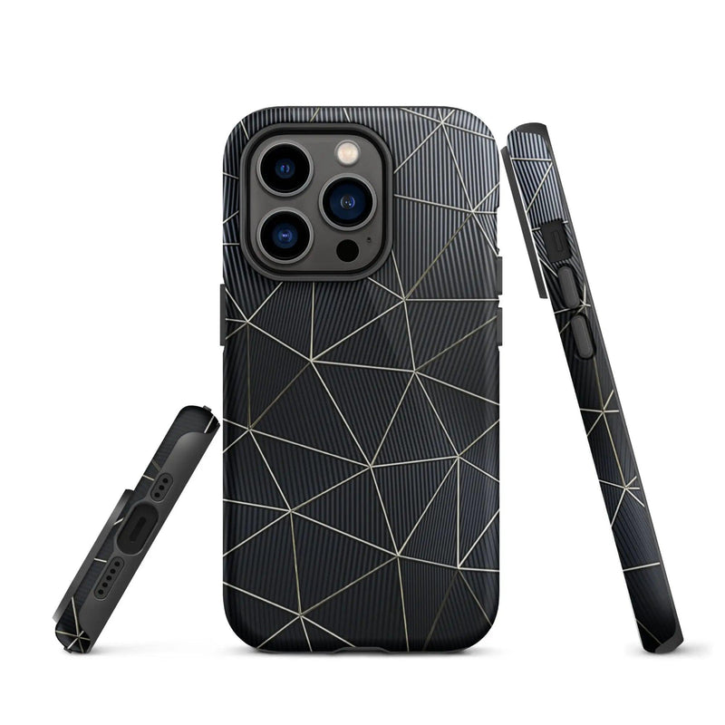 Load image into Gallery viewer, Carbon Fiber Metal Polygon Double Layer Impact Resistant Tough iPhone Case 3D Wrap Matte or Glossy Finish CREATIVETECH
