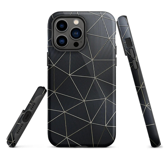 Carbon Fiber Metal Polygon Double Layer Impact Resistant Tough iPhone Case 3D Wrap Matte or Glossy Finish CREATIVETECH