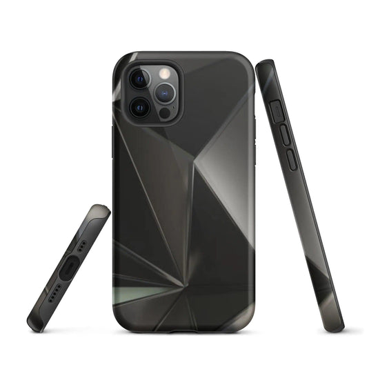 Carbon Steel Industrial Metal Polygon Double Layered Impact Resistant Tough iPhone Case 3D Wrap Matte or Glossy Finish CREATIVETECH
