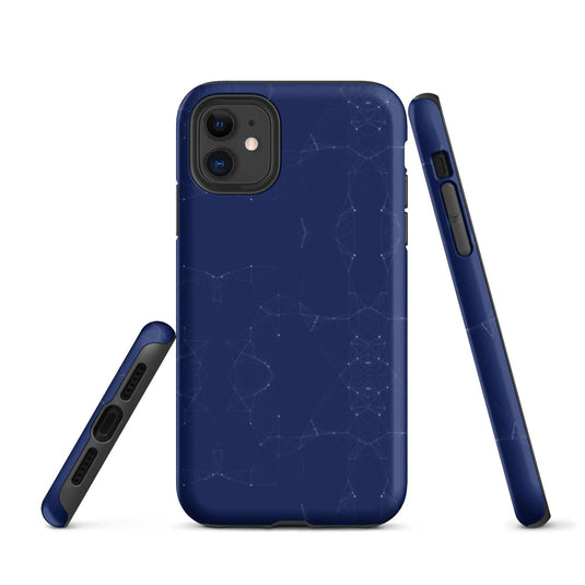 Colorful Dark Blue Polygon Double Layered Impact Resistant Tough iPhone Case 3D Wrap Matte or Glossy Finish CREATIVETECH