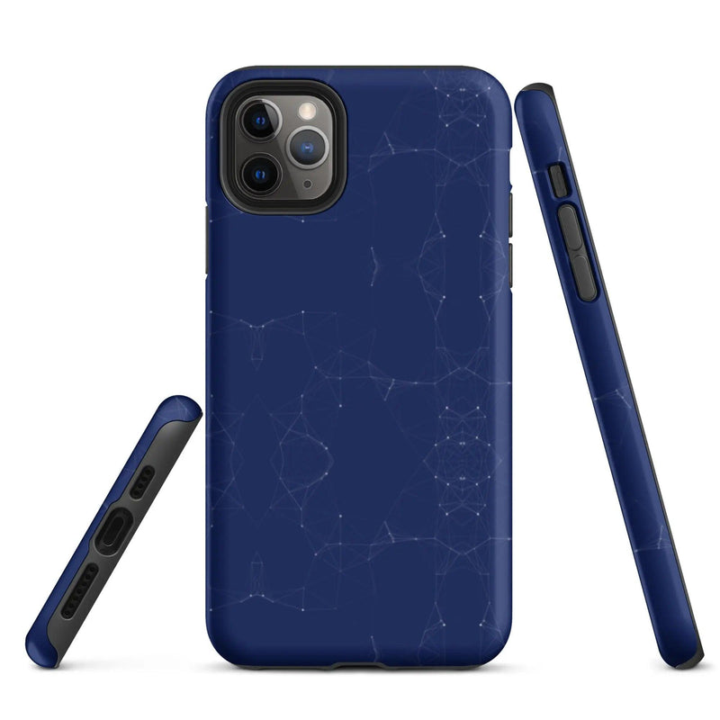 Load image into Gallery viewer, Colorful Dark Blue Polygon Double Layered Impact Resistant Tough iPhone Case 3D Wrap Matte or Glossy Finish CREATIVETECH