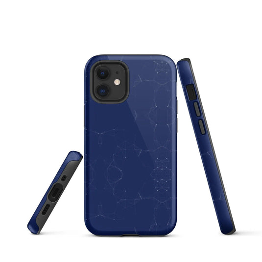Colorful Dark Blue Polygon Double Layered Impact Resistant Tough iPhone Case 3D Wrap Matte or Glossy Finish CREATIVETECH