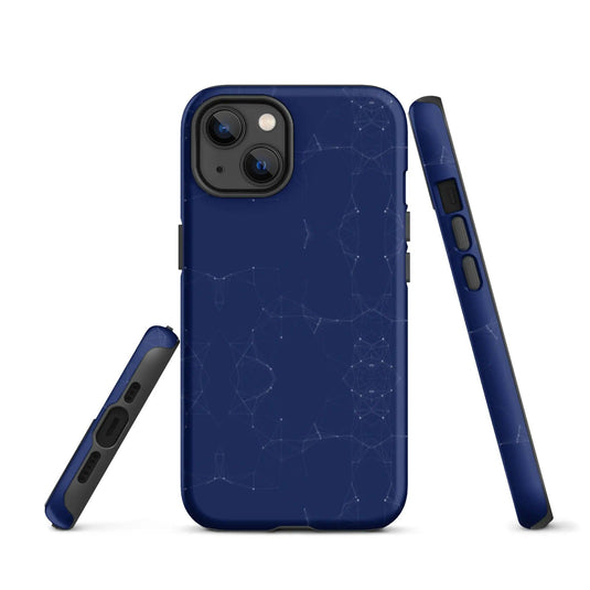 Colorful Dark Blue Polygon Double Layered Impact Resistant Tough iPhone Case 3D Wrap Matte or Glossy Finish CREATIVETECH