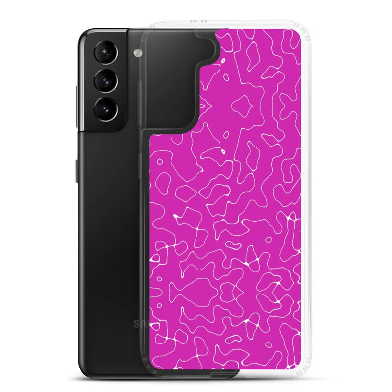 Load image into Gallery viewer, Colorful Electric Magenta Pink Organic Pattern Flexible Clear Samsung Case Bump Resistant Corners CREATIVETECH