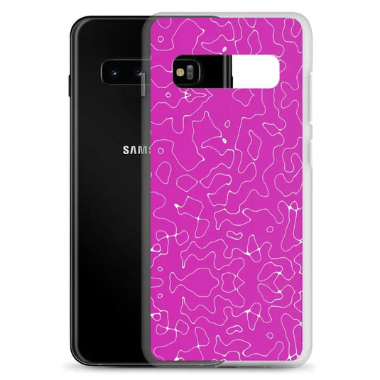 Colorful Electric Magenta Pink Organic Pattern Flexible Clear Samsung Case Bump Resistant Corners CREATIVETECH