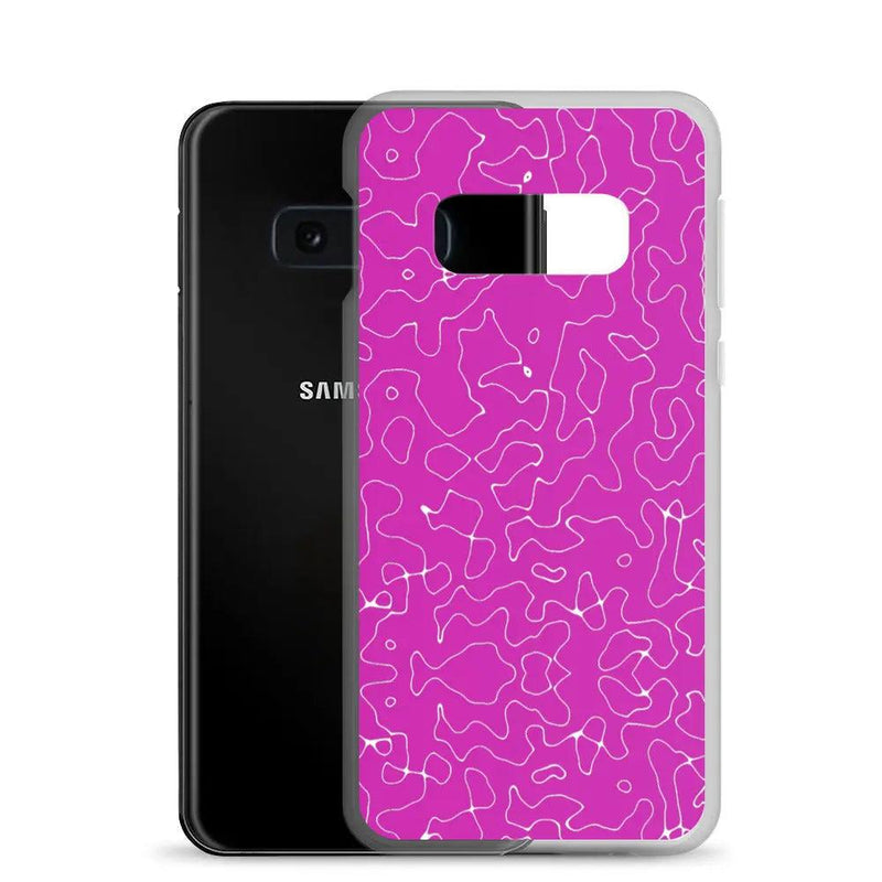 Load image into Gallery viewer, Colorful Electric Magenta Pink Organic Pattern Flexible Clear Samsung Case Bump Resistant Corners CREATIVETECH