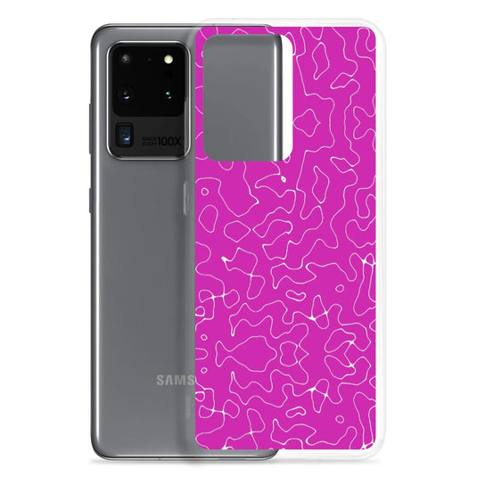 Colorful Electric Magenta Pink Organic Pattern Flexible Clear Samsung Case Bump Resistant Corners CREATIVETECH