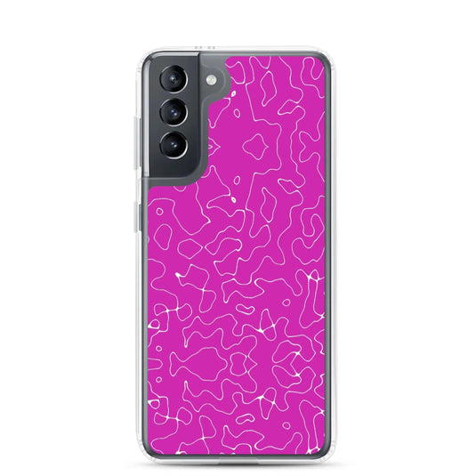 Colorful Electric Magenta Pink Organic Pattern Flexible Clear Samsung Case Bump Resistant Corners CREATIVETECH
