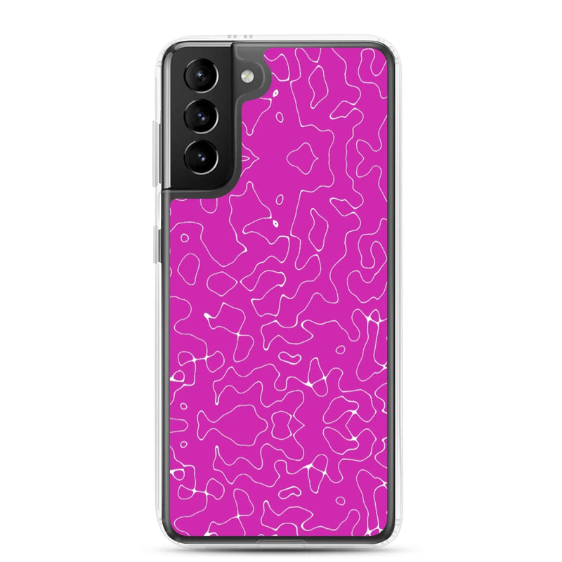Load image into Gallery viewer, Colorful Electric Magenta Pink Organic Pattern Flexible Clear Samsung Case Bump Resistant Corners CREATIVETECH