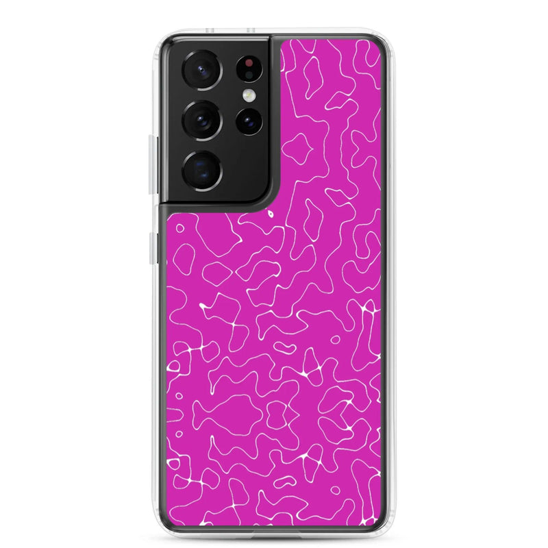 Load image into Gallery viewer, Colorful Electric Magenta Pink Organic Pattern Flexible Clear Samsung Case Bump Resistant Corners CREATIVETECH