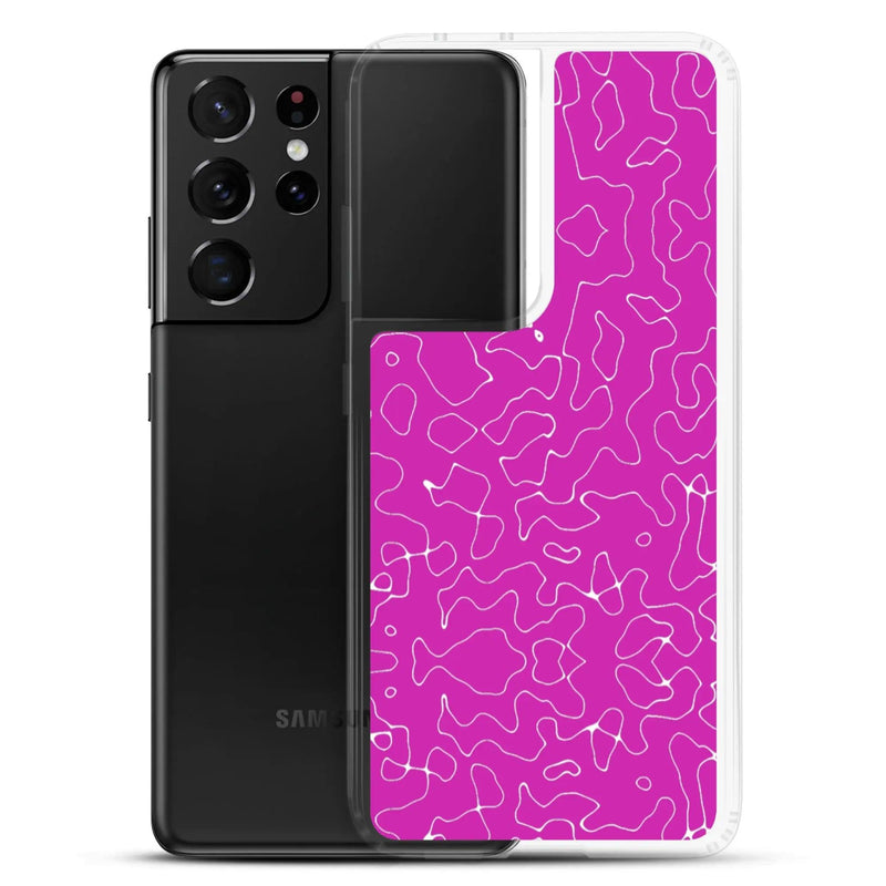 Load image into Gallery viewer, Colorful Electric Magenta Pink Organic Pattern Flexible Clear Samsung Case Bump Resistant Corners CREATIVETECH