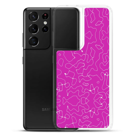 Colorful Electric Magenta Pink Organic Pattern Flexible Clear Samsung Case Bump Resistant Corners CREATIVETECH