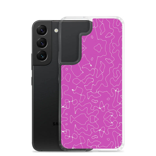 Colorful Electric Magenta Pink Organic Pattern Flexible Clear Samsung Case Bump Resistant Corners CREATIVETECH