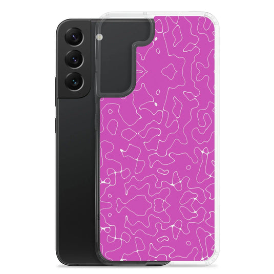Colorful Electric Magenta Pink Organic Pattern Flexible Clear Samsung Case Bump Resistant Corners CREATIVETECH