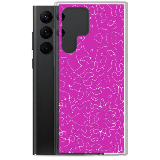 Colorful Electric Magenta Pink Organic Pattern Flexible Clear Samsung Case Bump Resistant Corners CREATIVETECH