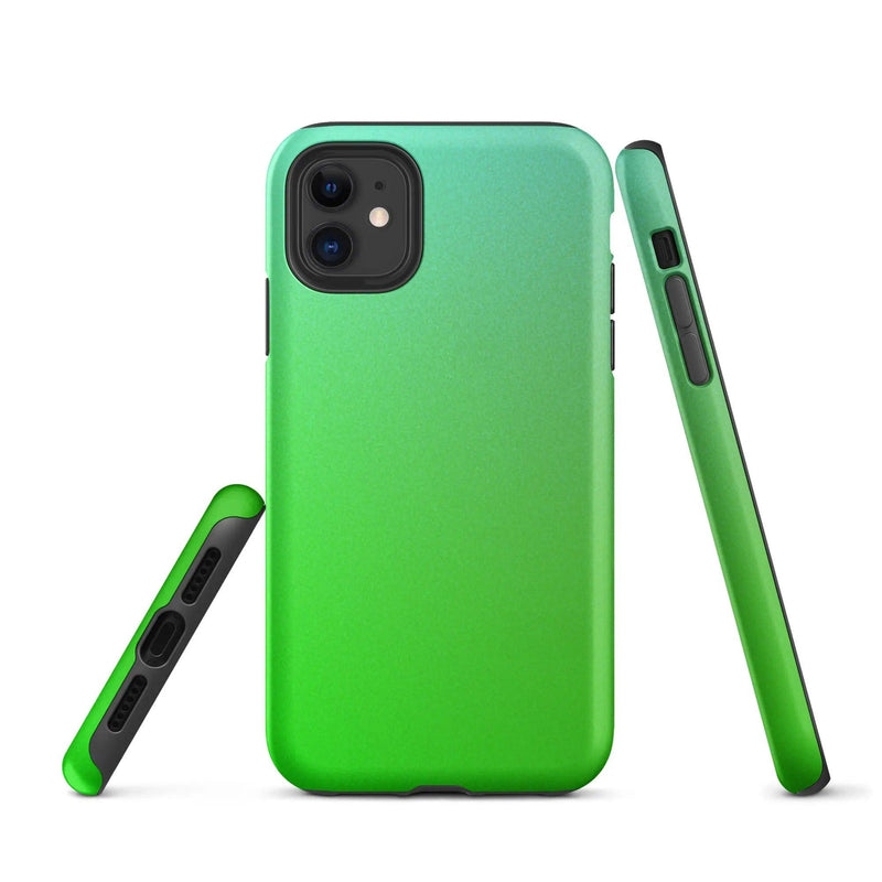 Load image into Gallery viewer, Colorful Green Double Layered Impact Resistant Tough iPhone Case 3D Wrap Matte or Glossy Finish CREATIVETECH