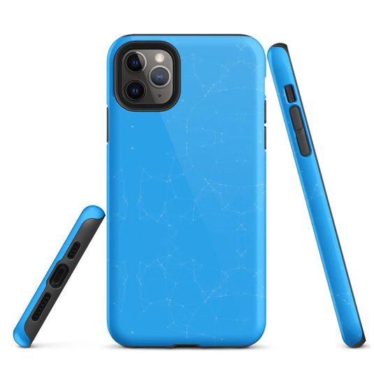 Colorful Light Blue White Polygon Double Layered Impact Resistant Tough iPhone Case 3D Wrap Matte or Glossy Finish CREATIVETECH