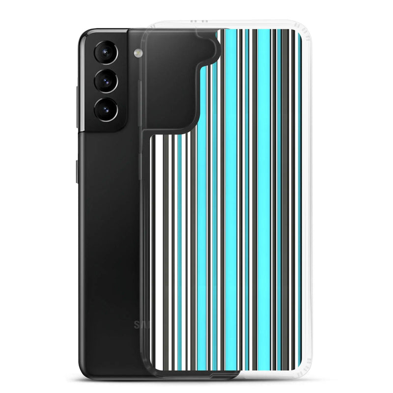 Load image into Gallery viewer, Colorful Marine Blue Striped Flexible Clear Samsung Case Bump Resistant Corners CREATIVETECH