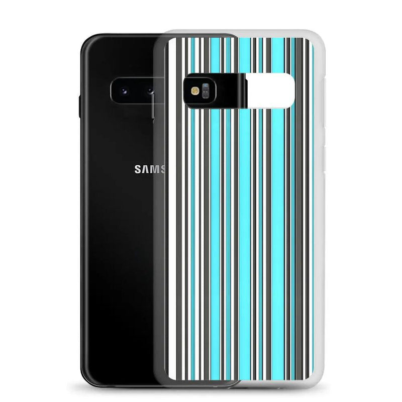 Load image into Gallery viewer, Colorful Marine Blue Striped Flexible Clear Samsung Case Bump Resistant Corners CREATIVETECH