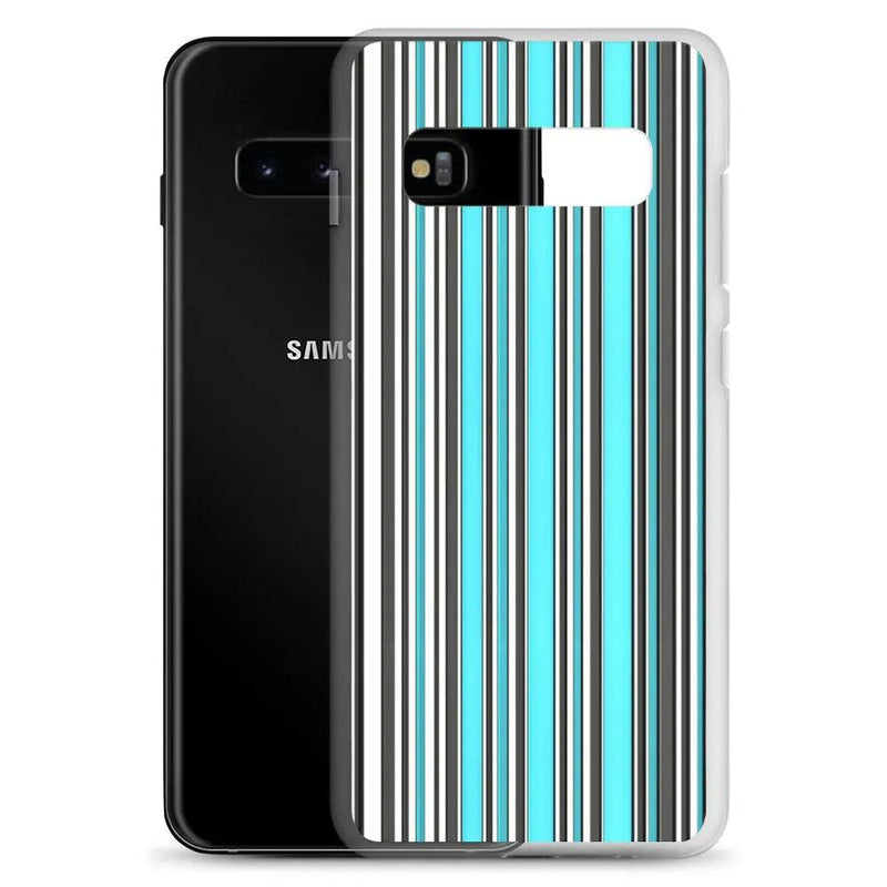 Load image into Gallery viewer, Colorful Marine Blue Striped Flexible Clear Samsung Case Bump Resistant Corners CREATIVETECH